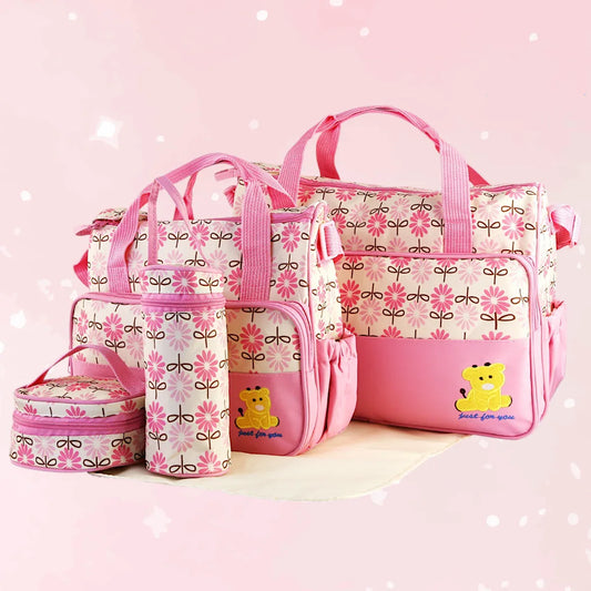 Littles Outing Essentials – 5PC Water-Resistant Diaper Bag Set for Mommies, Daddies & Caregivers - Puppy's Aesthetics