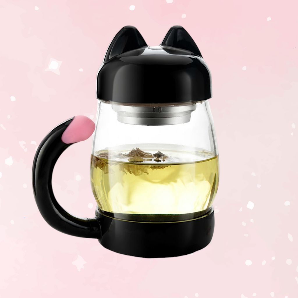 Whisker Sips Kawaii Tail Tea Cup – 420ML with Filter & Lid