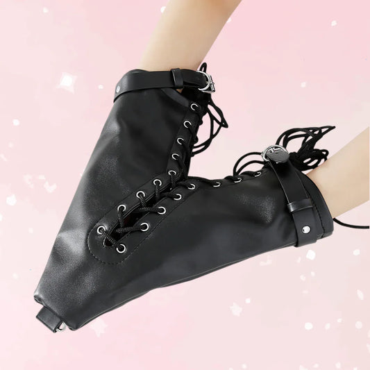 Locked Cutie Hand Cuffs – Black Leather Restraint - Puppy's Aesthetics