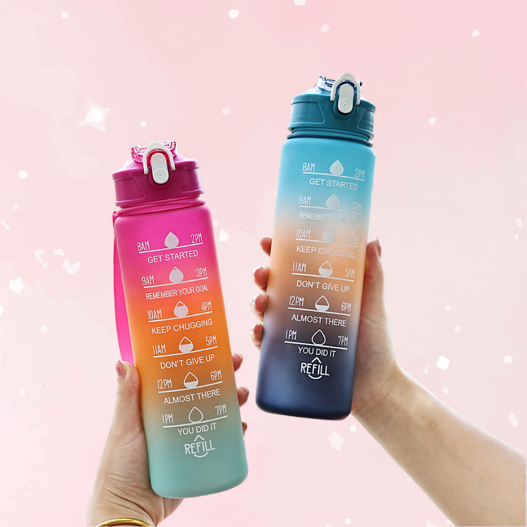 Frosty Glow Gradient Straw Cup – 700ml Motivational Sipper