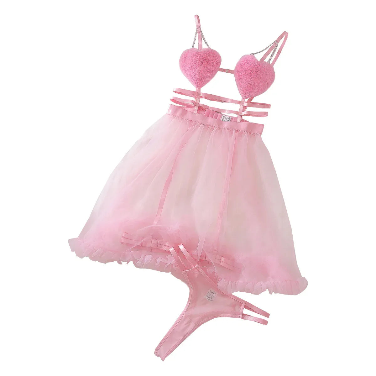 Fuzzy Heart Babydoll Set - Puppy's Aesthetics
