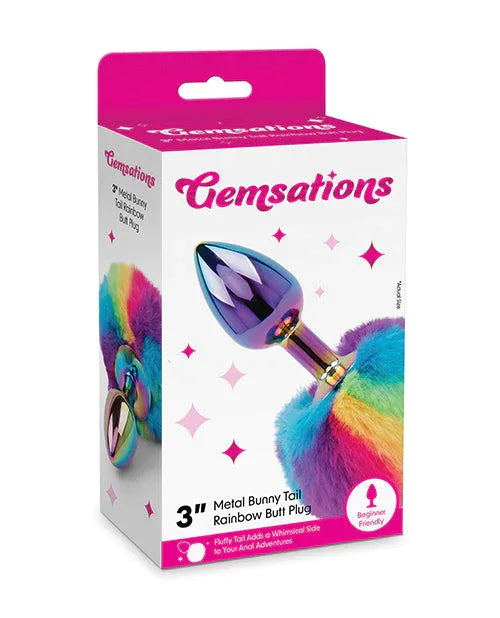 2.95" Bunny Tail Rainbow Butt Plug - Puppy's Aesthetics
