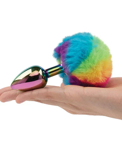 2.95" Bunny Tail Rainbow Butt Plug - Puppy's Aesthetics