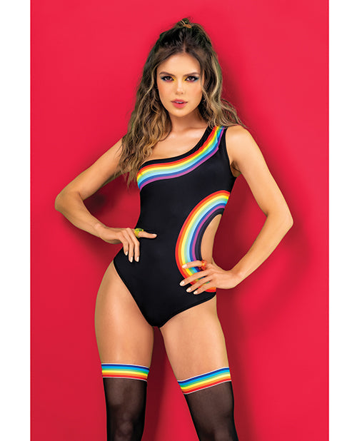 Rainbow Eclipse One-Shoulder Bodysuit (S/M)
