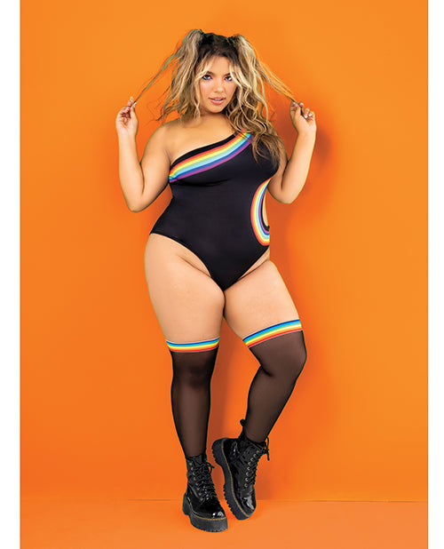 Rainbow Eclipse One-Shoulder Bodysuit 1X/2X