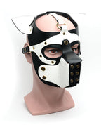 Black/White Bondage Pup Hood