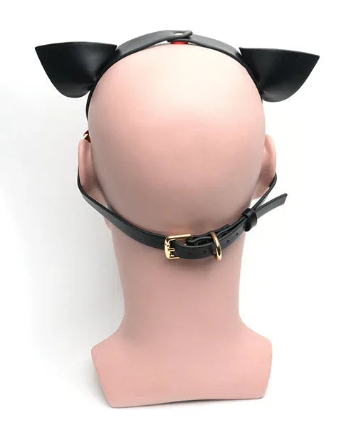 Black/Red Bondage Pup Hood - Puppy's Aesthetics
