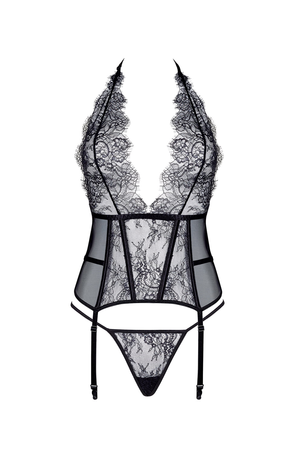 Estera Lace Corset with Garter Belts and Thong Set