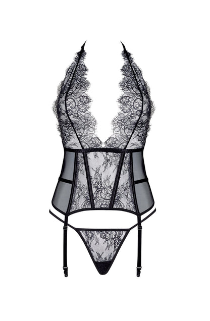 Estera Lace Corset with Garter Belts and Thong Set