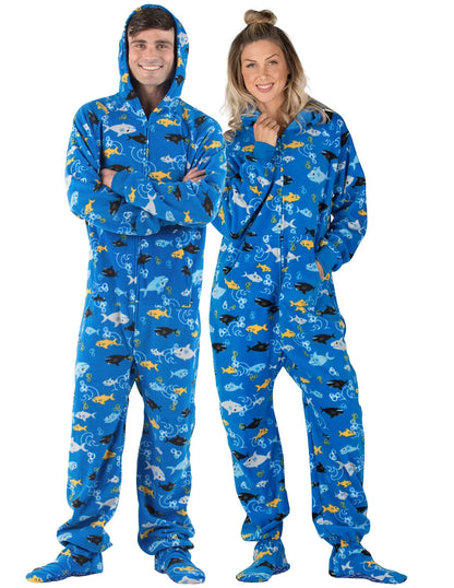 Shark Frenzy Adult Hoodie Fleece Onesie - Puppy's Aesthetics