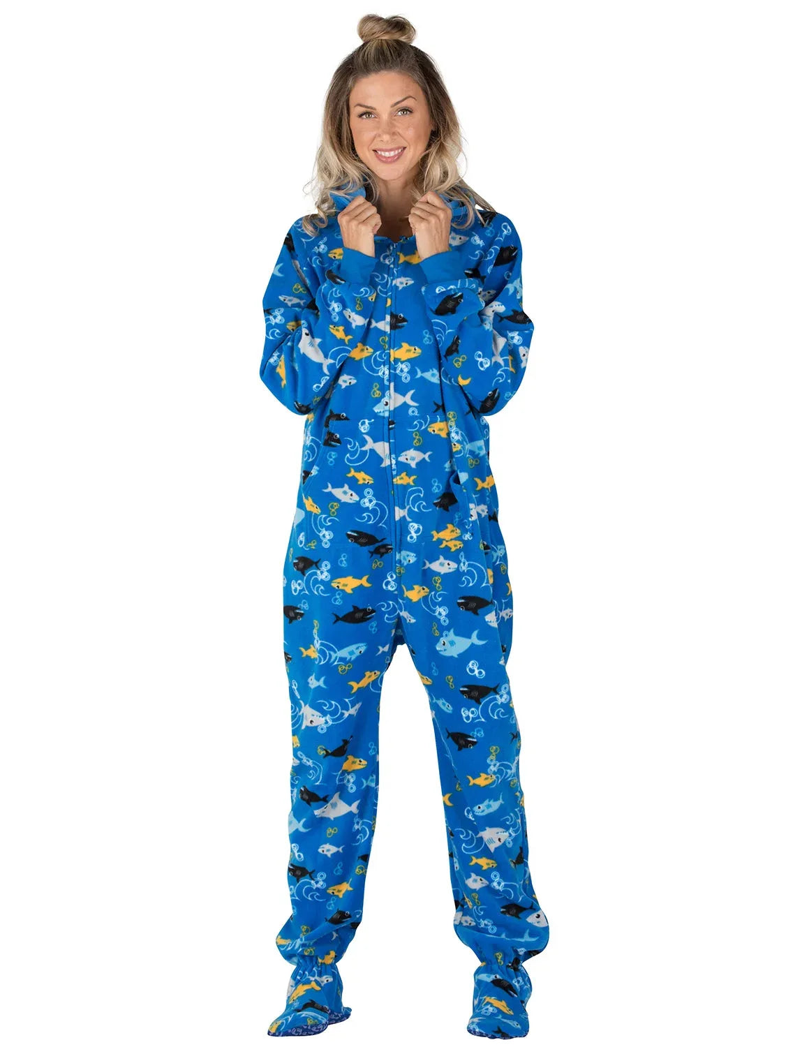 Shark Frenzy Adult Hoodie Fleece Onesie - Puppy's Aesthetics