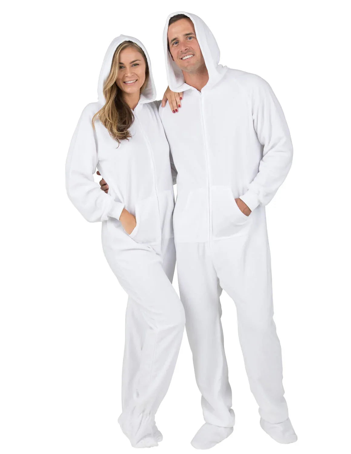 Arctic White Adult Hoodie Fleece Onesie - Puppy's Aesthetics