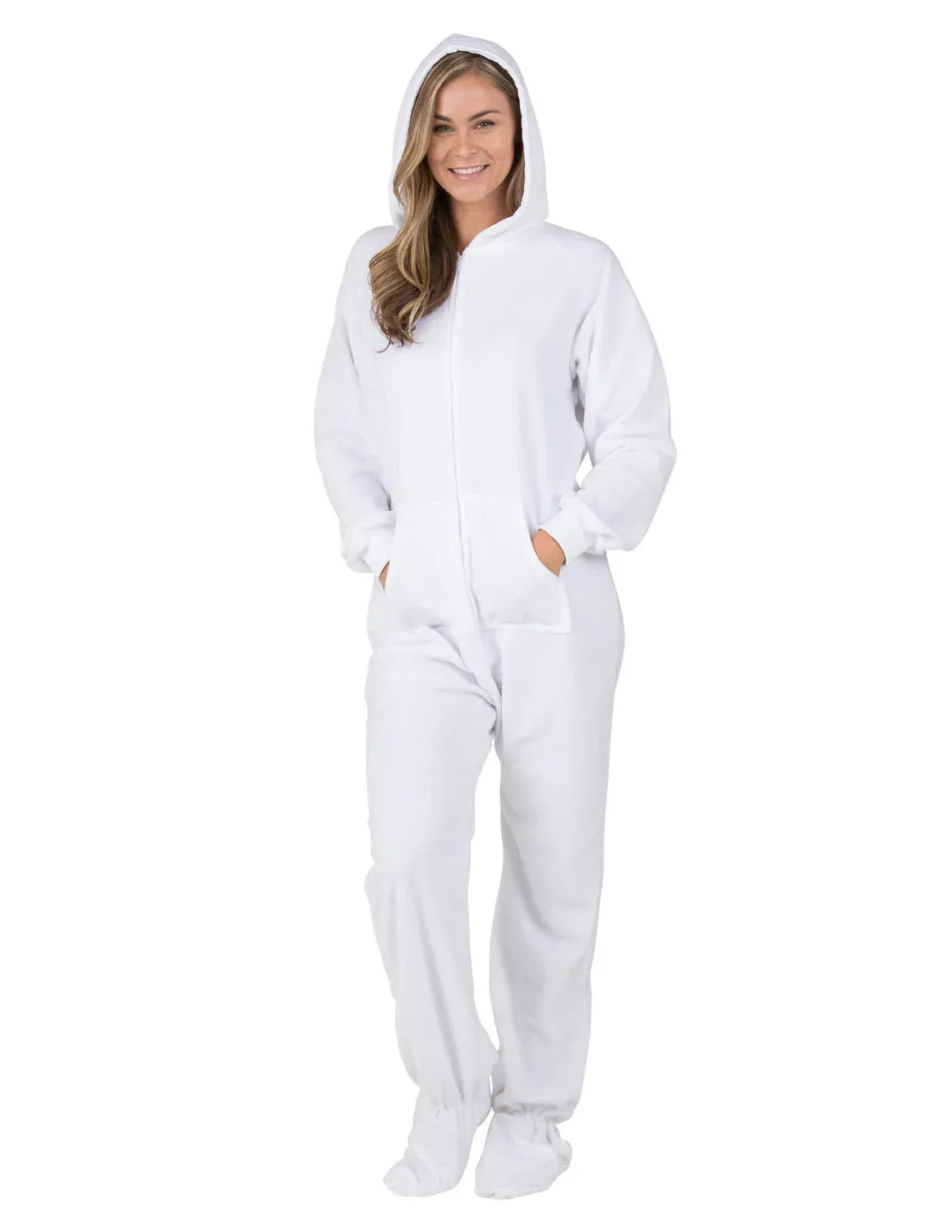Arctic White Adult Hoodie Fleece Onesie - Puppy's Aesthetics