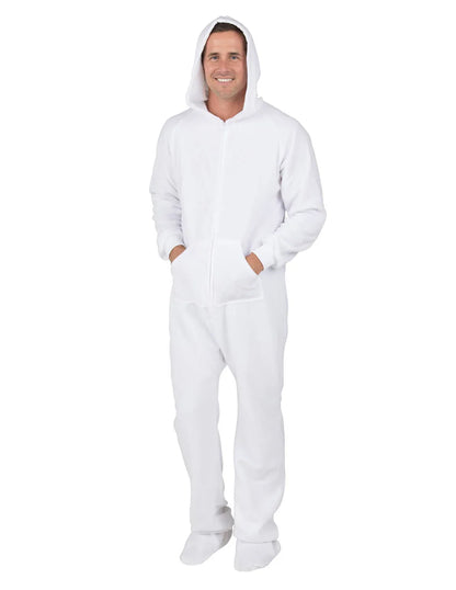 Arctic White Adult Hoodie Fleece Onesie - Puppy's Aesthetics