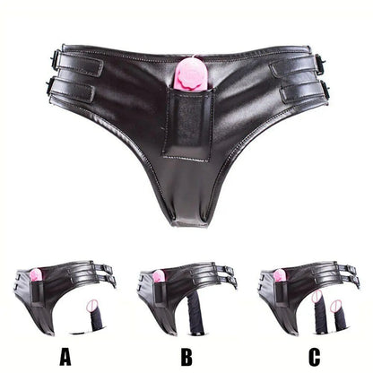 Faux Leather Briefs Chastity Belt Panties with Dildo Puppy's Aesthetics