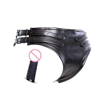 Faux Leather Briefs Chastity Belt Panties with Dildo Puppy's Aesthetics