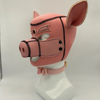Fetish Cosplay Full Face Hood Cute Pink Pig Puppy's Aesthetics