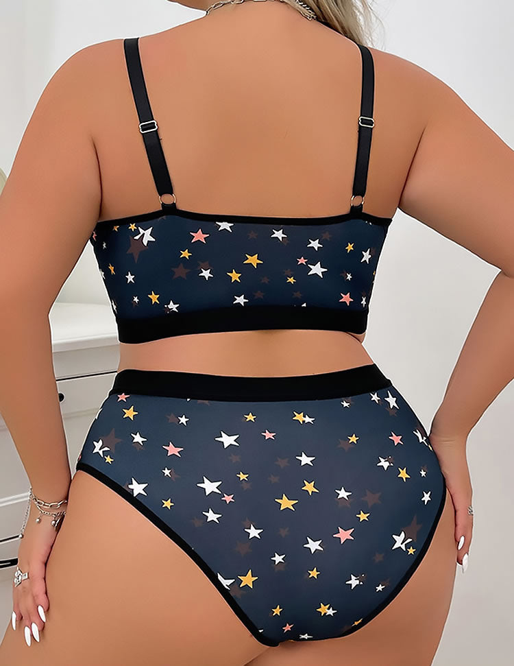 Starry Night Plus Size Bra & Panties Set