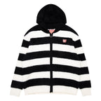 Gloomy Bear Striped Fuzzy Zip Up Jacket