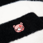 Gloomy Bear Striped Fuzzy Zip Up Jacket