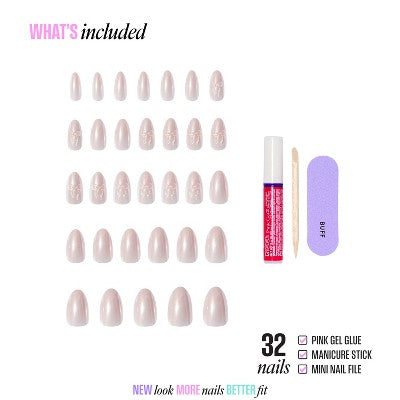 Jeweled Fake Nails Medium Almond 35ct