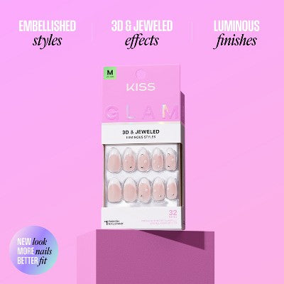 Jeweled Fake Nails Medium Almond 35ct