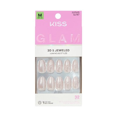 Jeweled Fake Nails Medium Almond 35ct