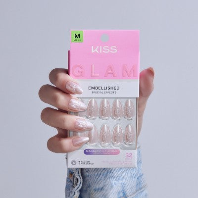 Jeweled Fake Nails Medium Almond 35ct