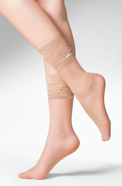 Kala Patterned Lace Top Socks (Black)