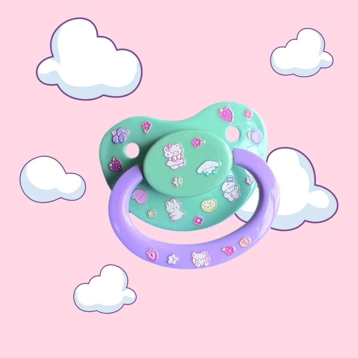 Glow In The Dark Adult Pacifier - Fruits & Kittens - Puppy's Aesthetics