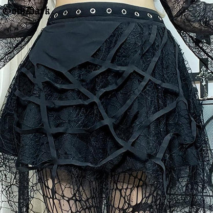 Goth Dark Spider Web Skirt Puppy's Aesthetics
