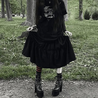 Goth Midi Ruffle Skirt Puppy's Aesthetics