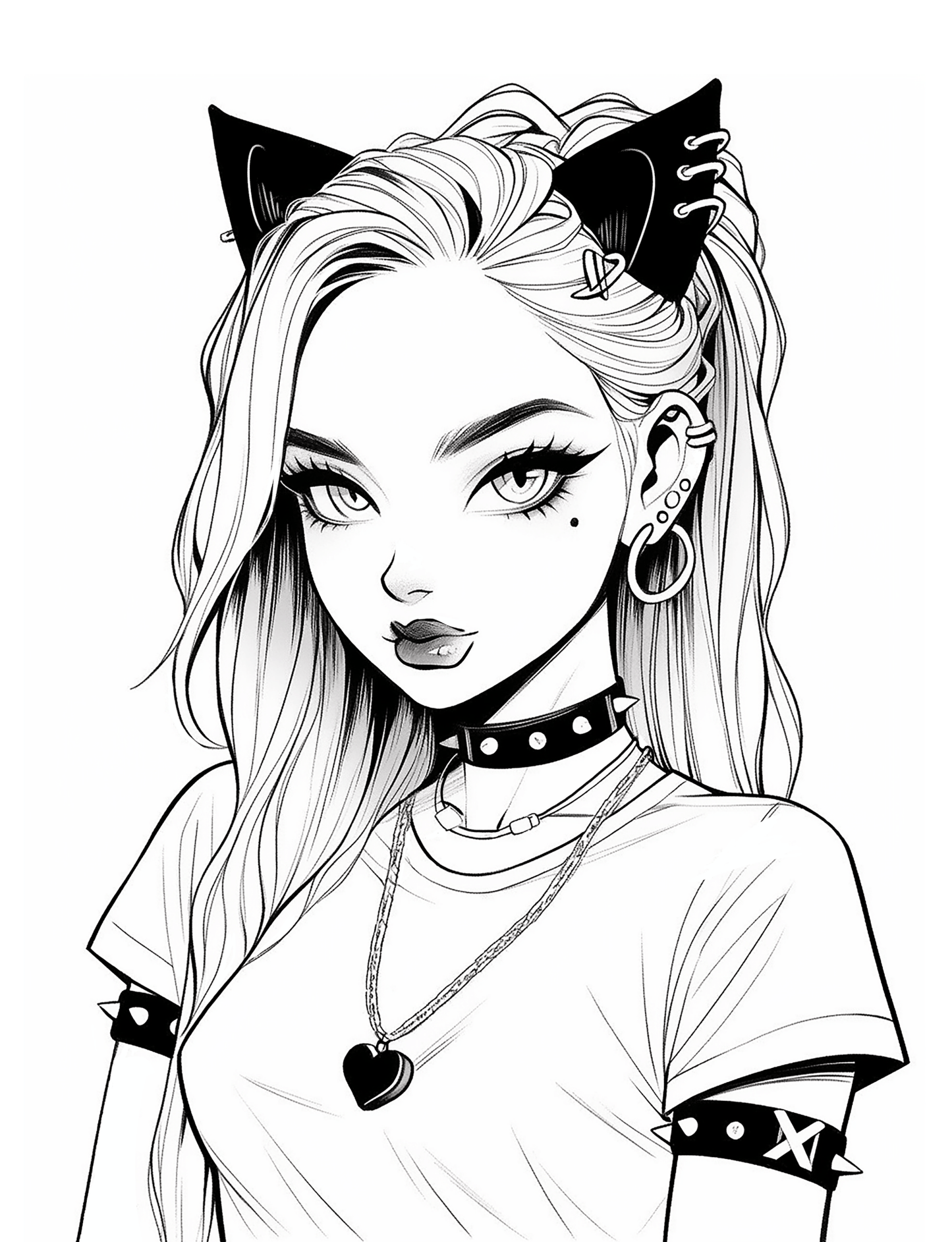 Gothic Emo Girls Digital Coloring Book Puppy's Aesthetics
