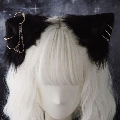 Gothic Kitty Ears with Piercings Puppy's Aesthetics