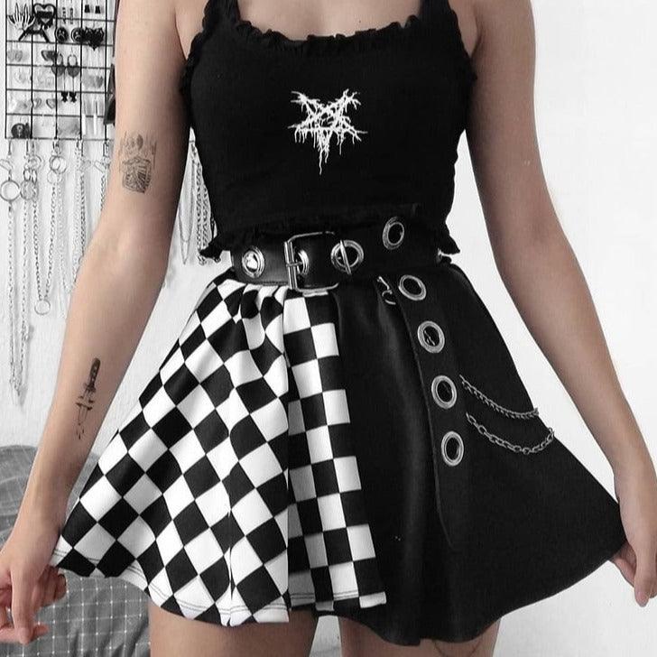 Gothic Plaid A Line Mini Skirt Puppy's Aesthetics
