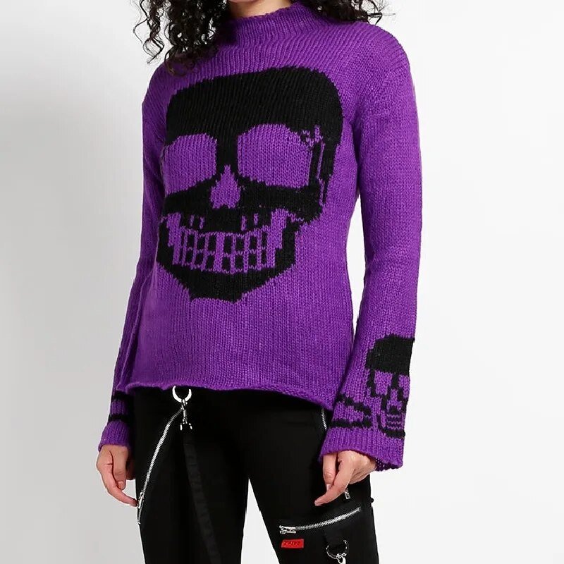 Gothic Red Skull Knitted Sweater Puppy's Aesthetics