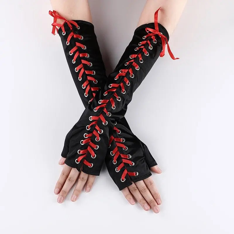 Gothic Ribbon Gloves Puppy's Aesthetics
