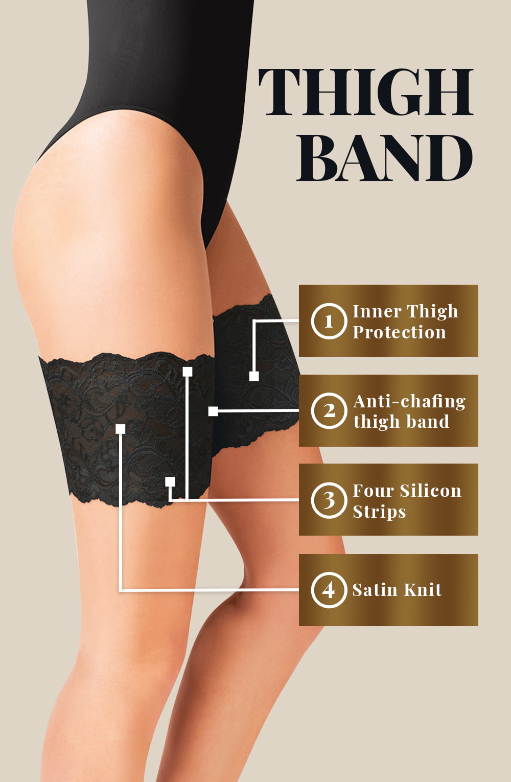 Lace Thigh Band Self-Supporting Elastic (Black)