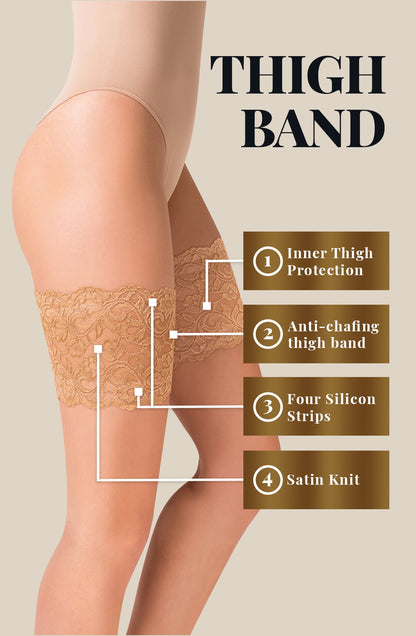 Satin Thigh Band Self-Supporting Elastic (Black)