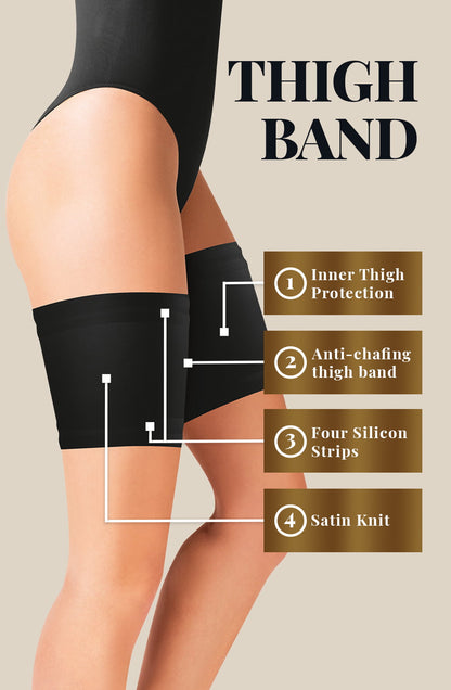 Satin Thigh Band Self-Supporting Elastic (Black)