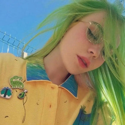 Grass Green Wig Parted In The Middle Puppy's Aesthetics