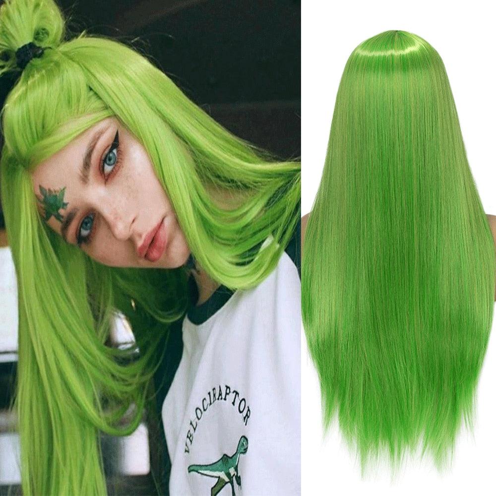 Grass Green Wig Parted In The Middle Puppy's Aesthetics