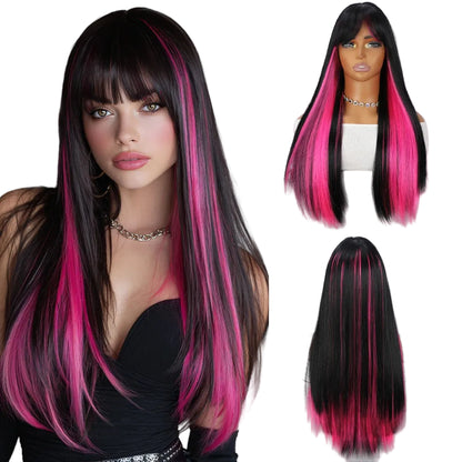 Midnight Rebel Straight Wig with Bangs (28 Inch)