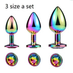 Heart-Shaped Crystal Metal Anal Set