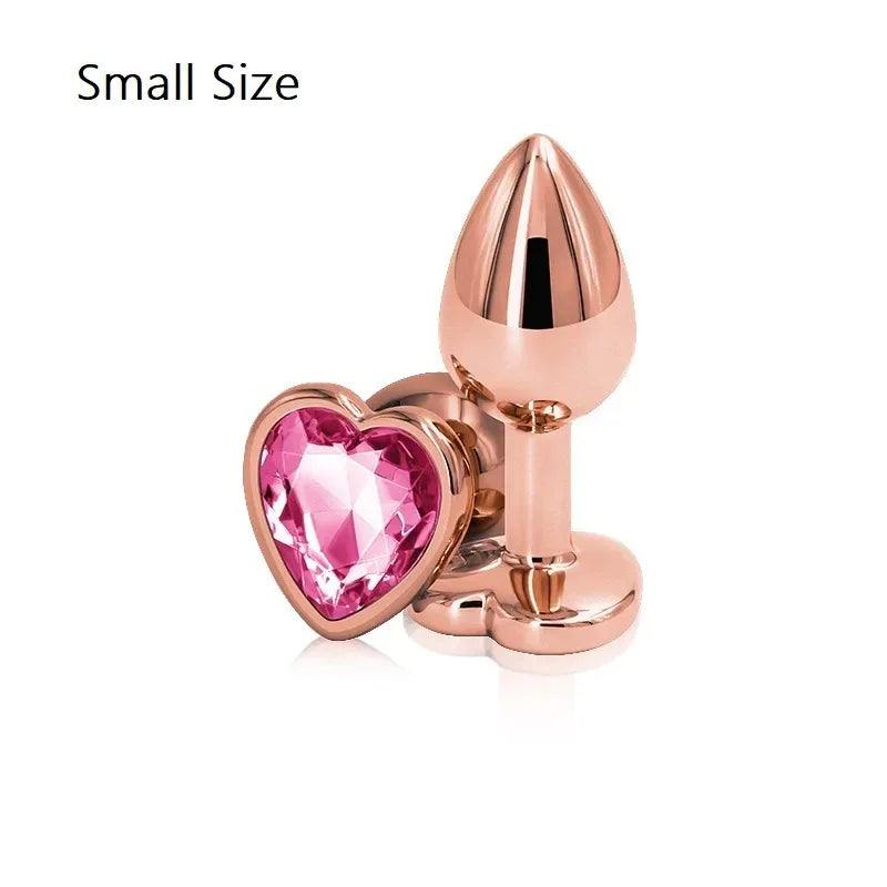 Heart-Shaped Crystal Metal Anal Set - Puppy's Aesthetics