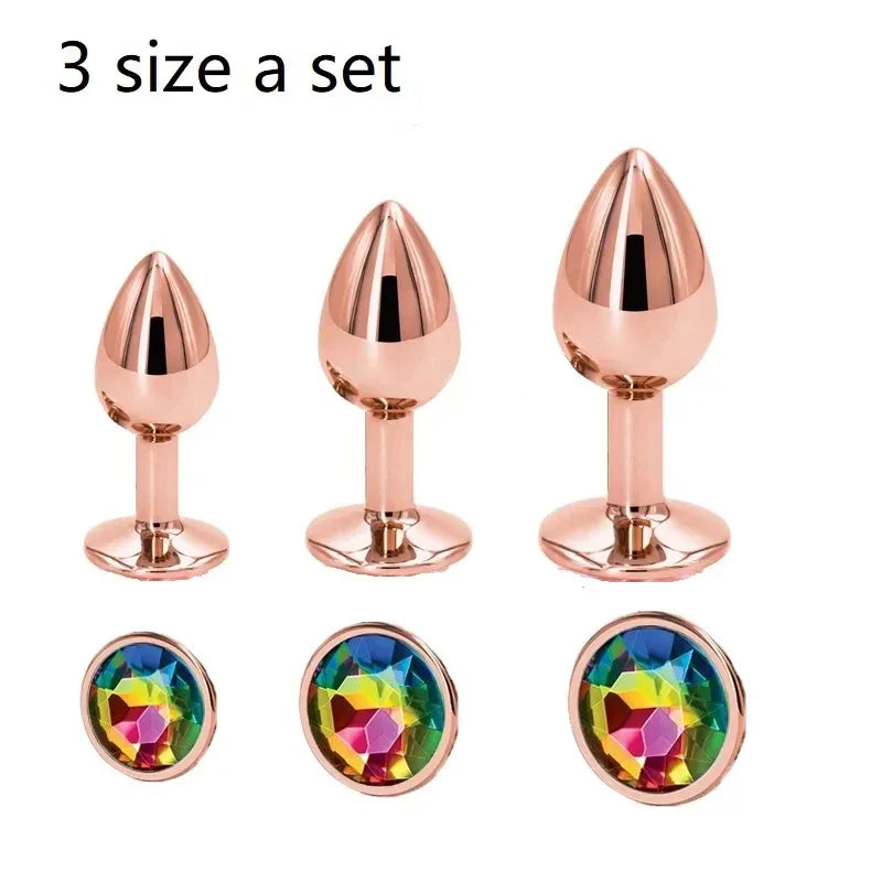 Heart-Shaped Crystal Metal Anal Set - Puppy's Aesthetics