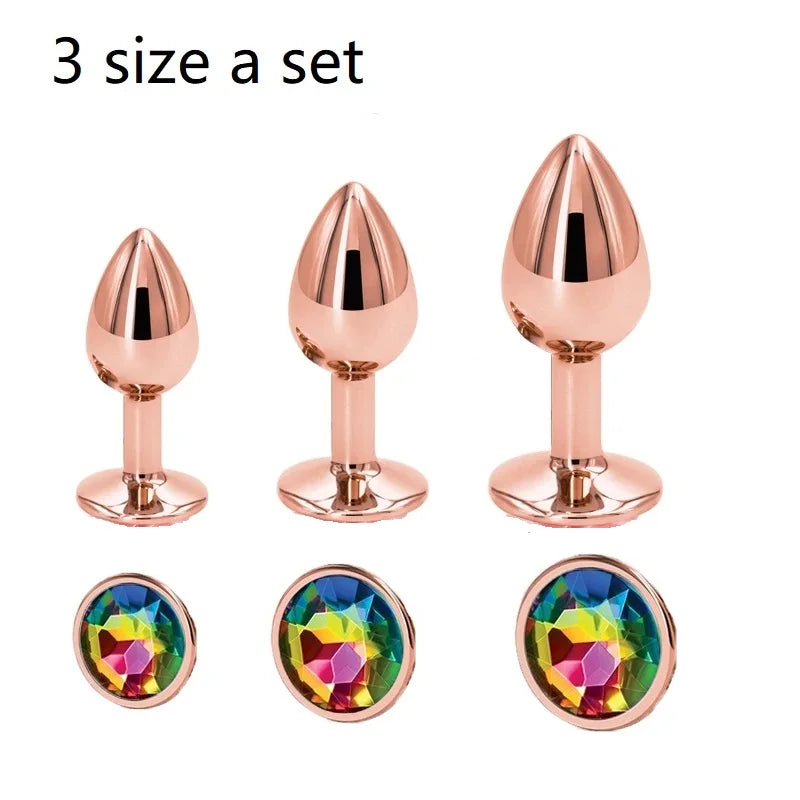 Heart-Shaped Crystal Metal Anal Set