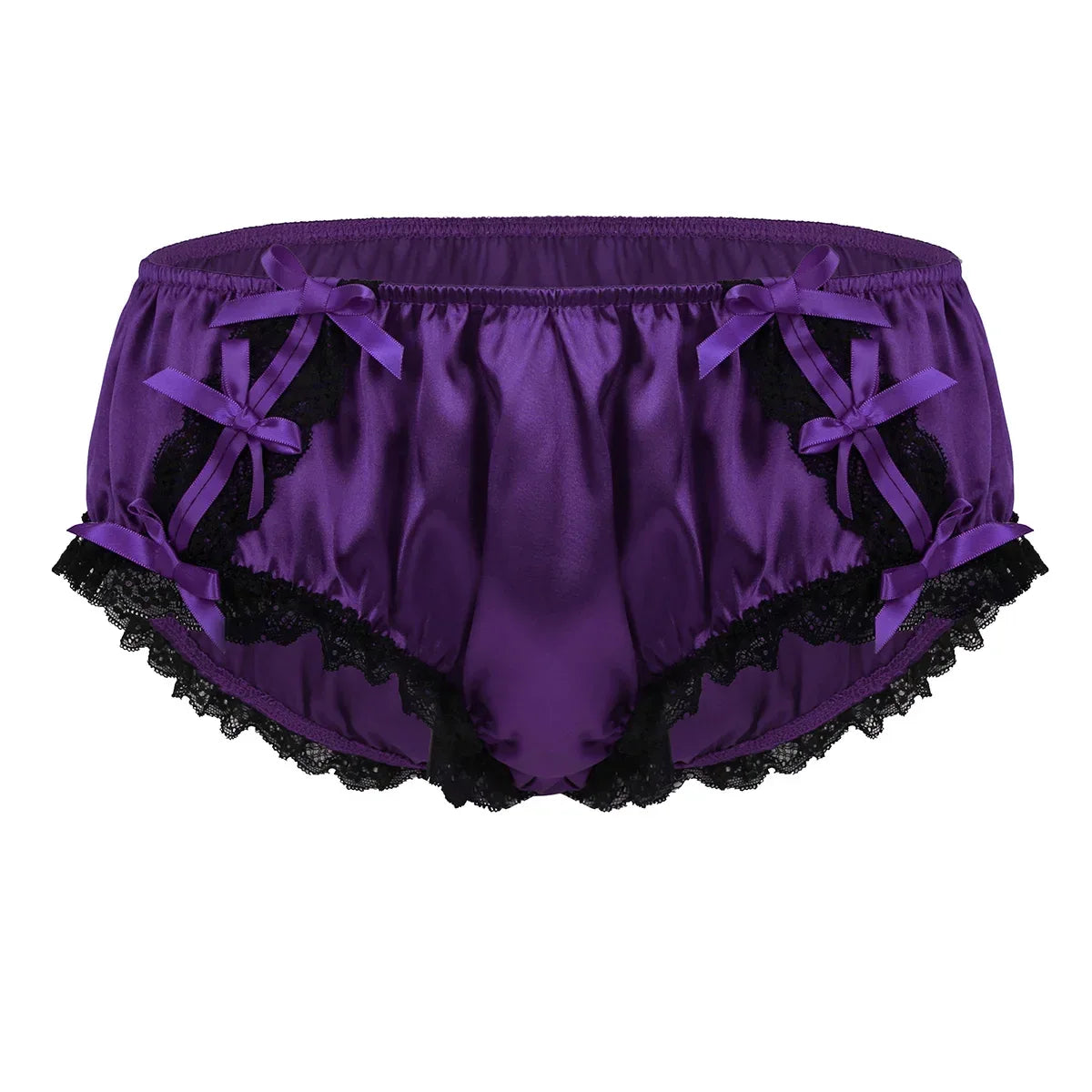 Sissy Underwear Shiny Satin Lace Ruffled Panties - Puppy's Aesthetics