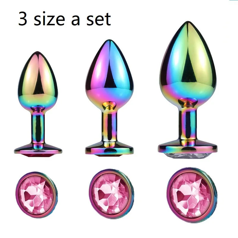 Heart-Shaped Crystal Metal Anal Set