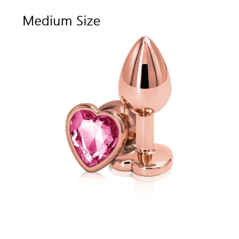 Heart-Shaped Crystal Metal Anal Set - Puppy's Aesthetics